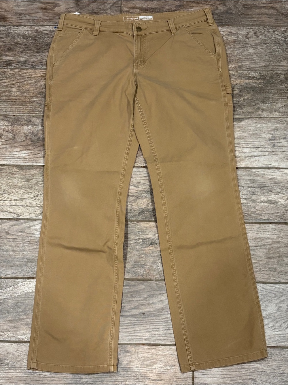 Carhartt Women's Loose Fit Canvas Utility Work Pants Tan Size 14 Regular 36x29